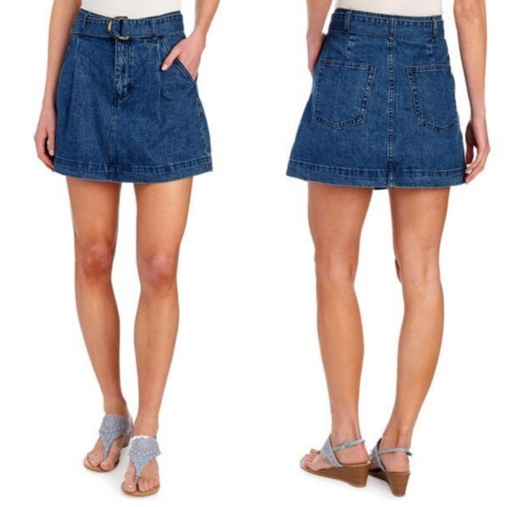 Free People D ring denim mini skirt